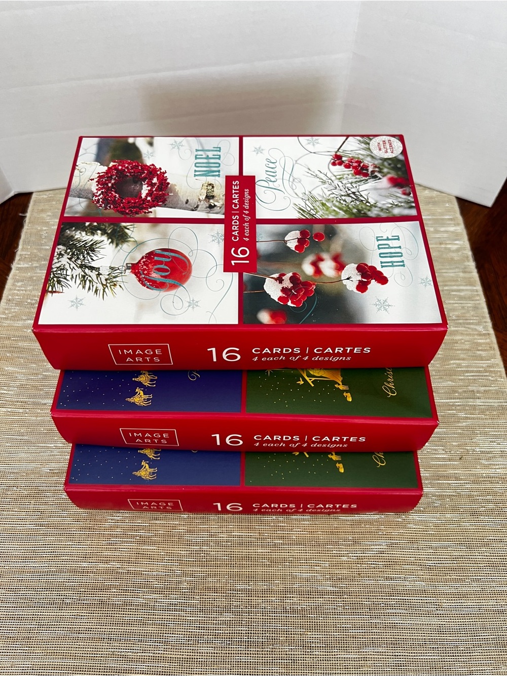 Lot of 3 Christmas Holiday Card Box 16 Count in Each Box Noel Joy Peace Hope - Picture 9 of 9